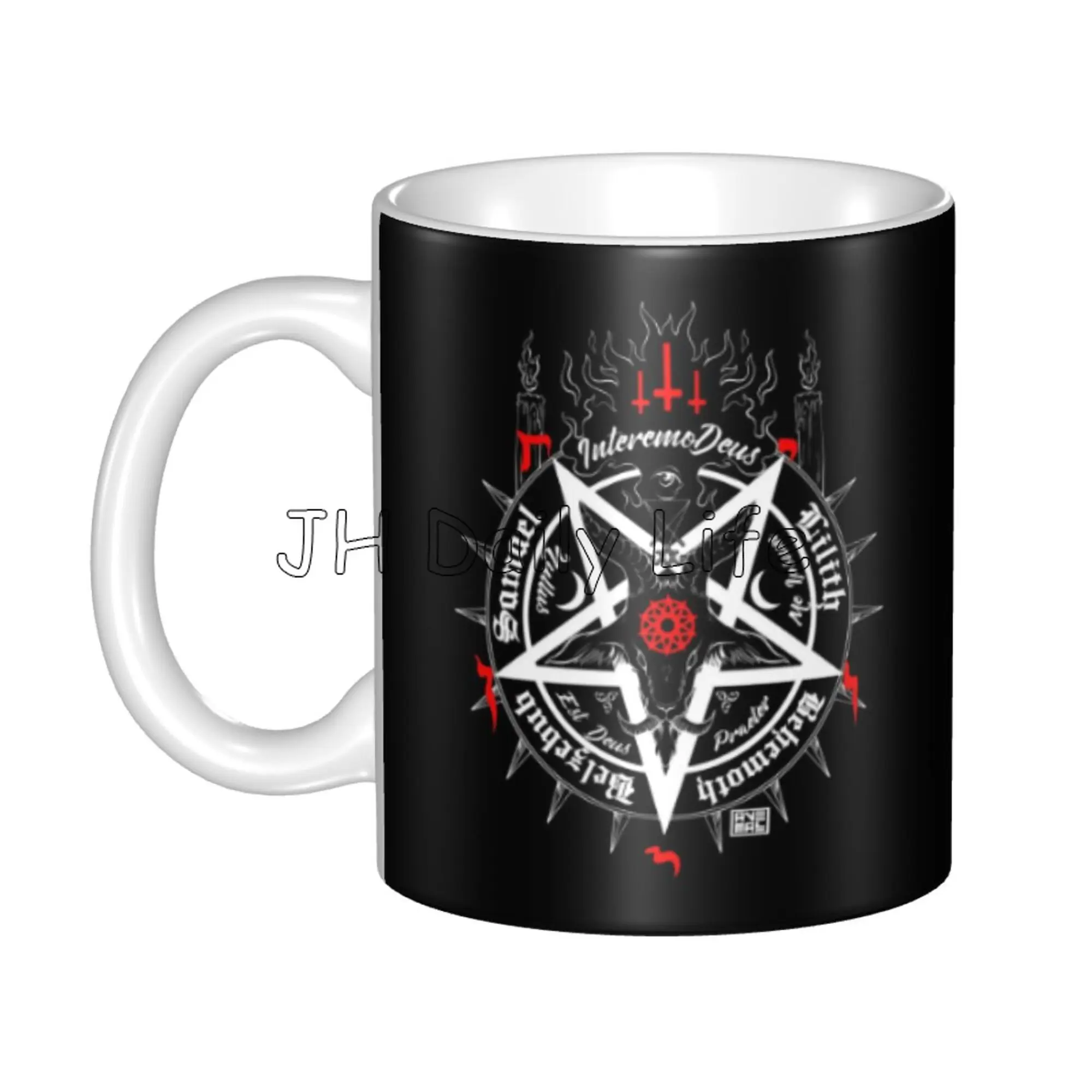 Coffee Tea And Cocoa - Black Baphomet Leviathan Print Coffee Mugs