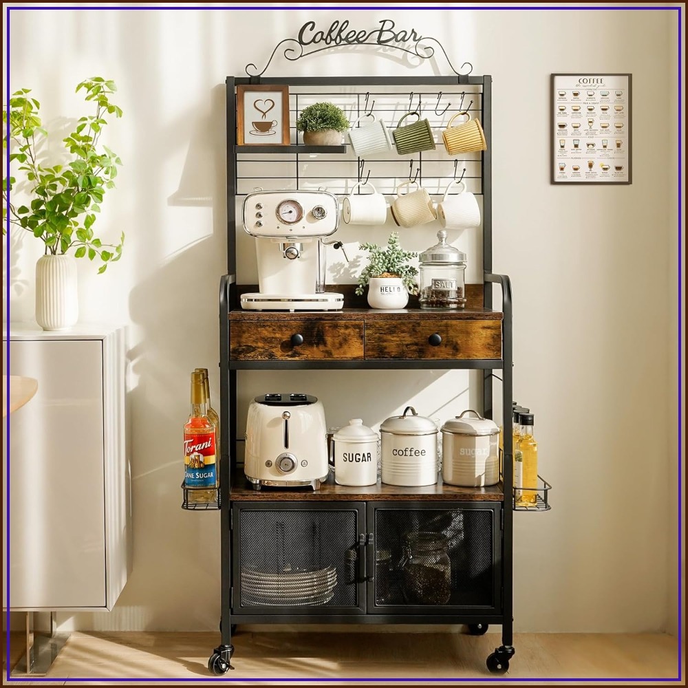 Coffee Tea & Company - Rolling Coffee Bar Cart for Small