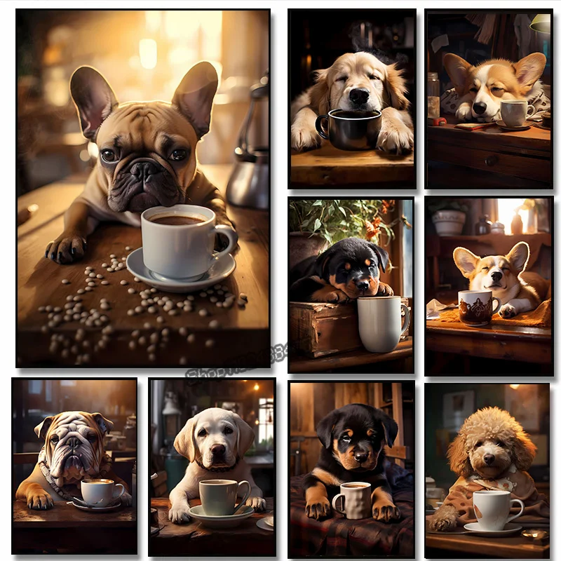 Cute Dogs Golden Retriever Fre - Coffee Tea Poster review and price
