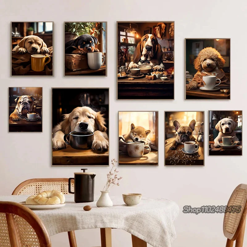 Cute Dogs Golden Retriever Fre - Coffee Tea Poster review and price