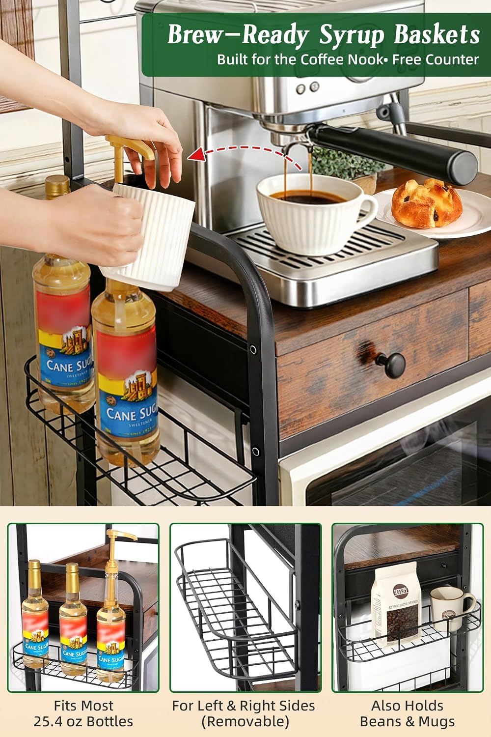Rolling Coffee Bar Cart for Sm - Coffee Tea & Company review and price