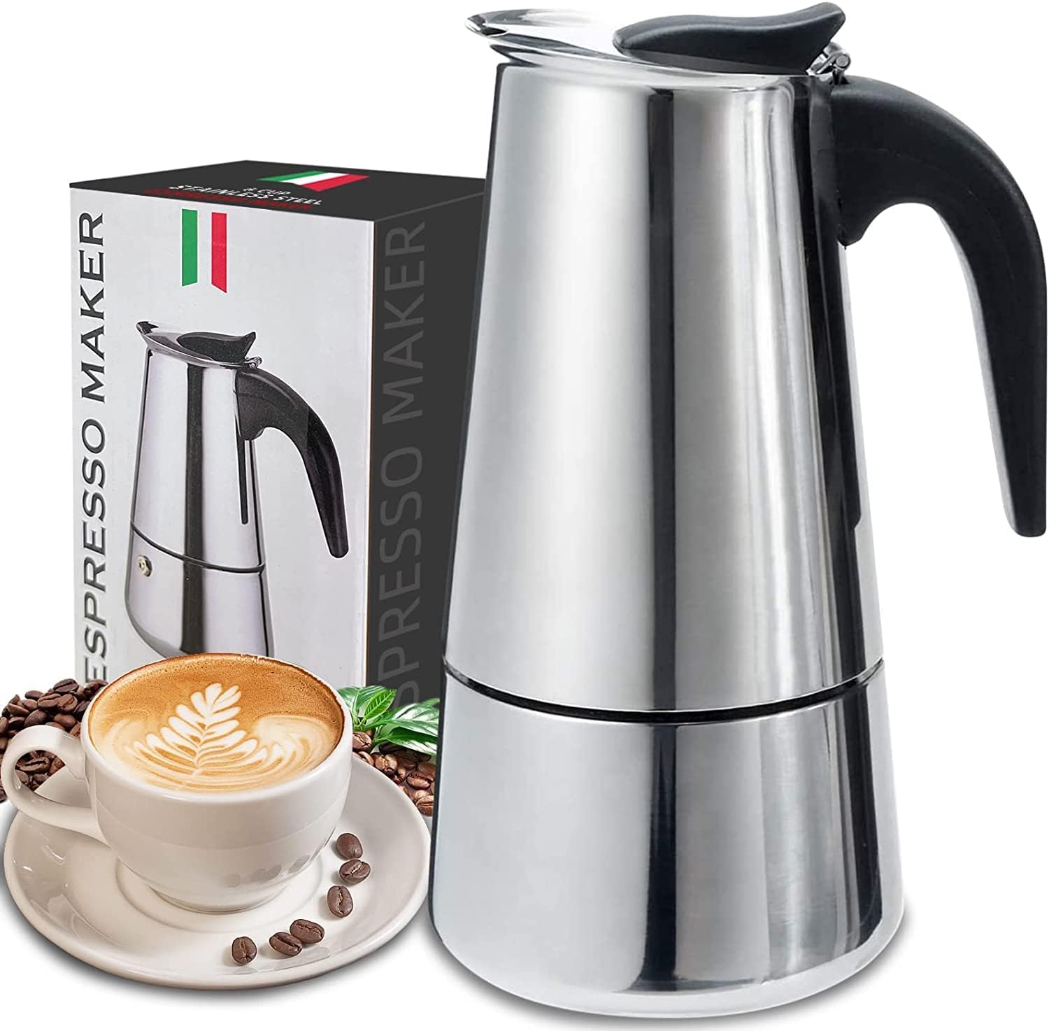 4/6/9 Cups Moka Pot Caffe Mach - Coffee Tea Mugs review and price