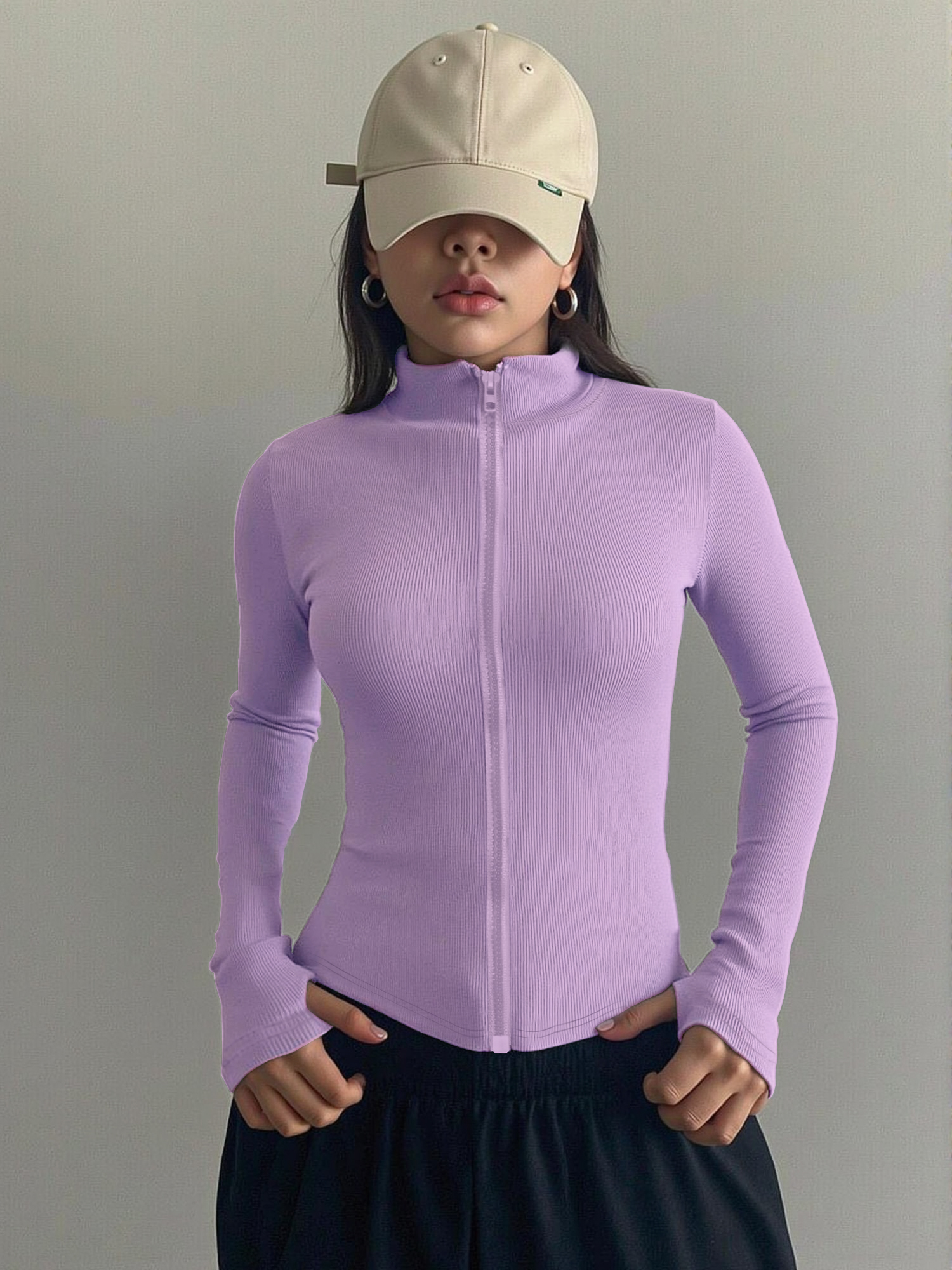 Casual Ribbed High Neck Zip-Up - Coffee & Tea Phúc Long review and price