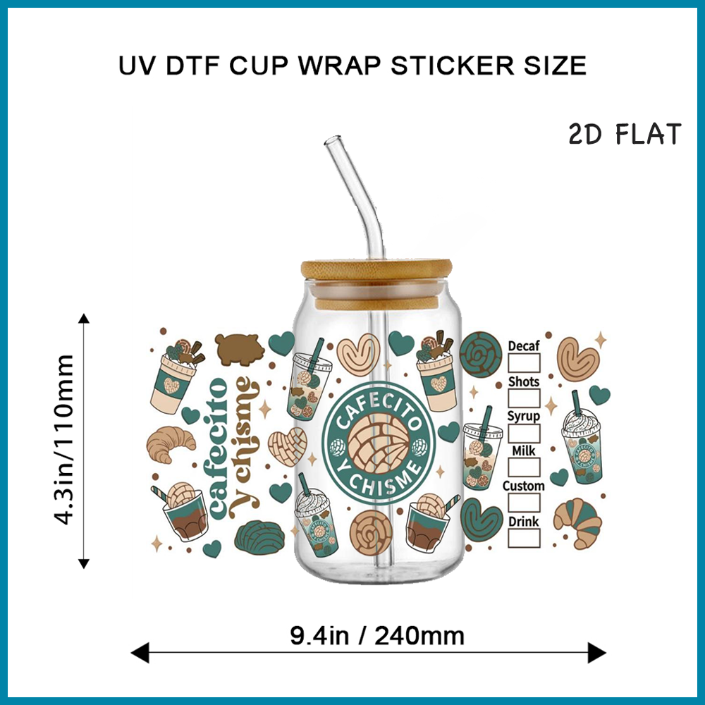 Cafecito Y Chisme UV DTF Cup W - Coffee Tea Mugs review and price