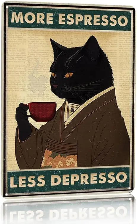 Vintage Black Cat Coffee Poste - Coffee Tea Poster review and price