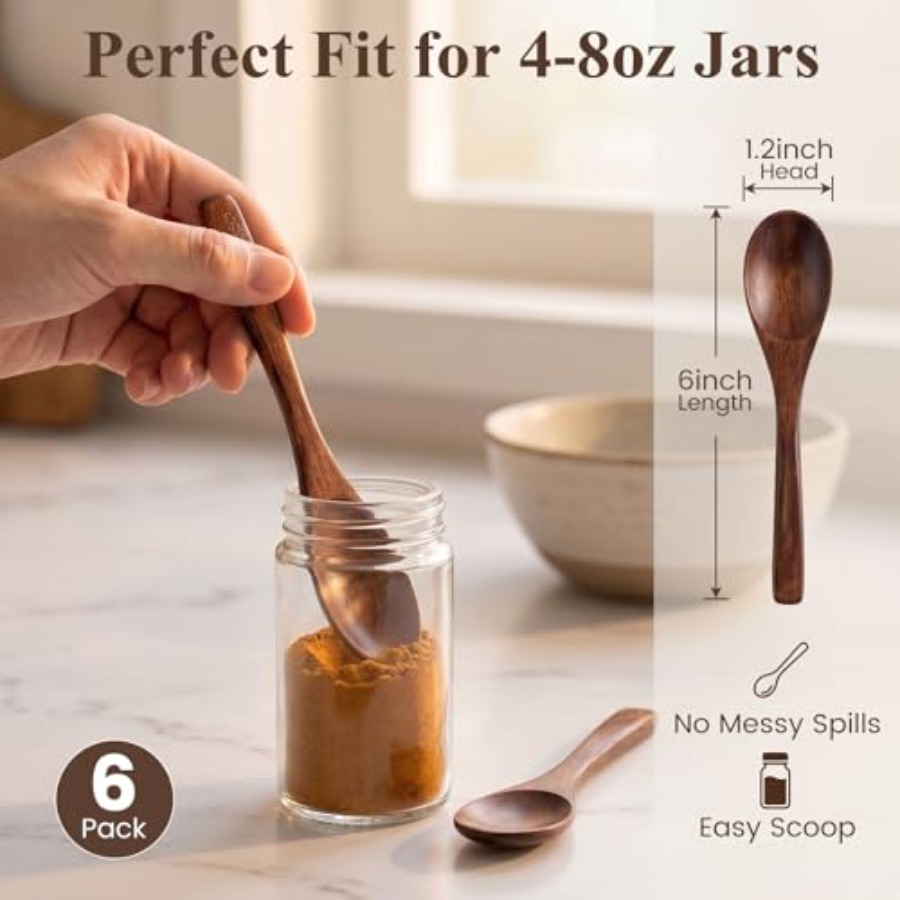 6PCS Wooden Spoons for Eating, - Coffee Tea And Cocoa review and price