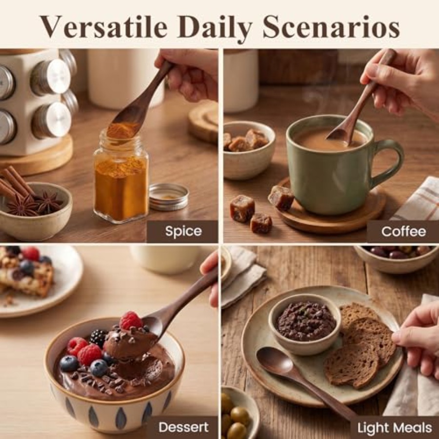 6PCS Wooden Spoons for Eating, - Coffee Tea And Cocoa review and price