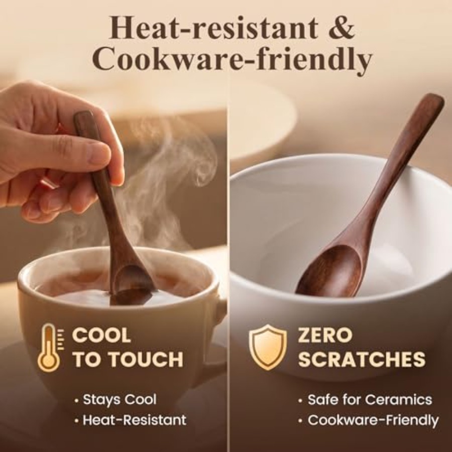 6PCS Wooden Spoons for Eating, - Coffee Tea And Cocoa review and price